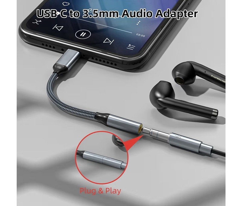 USB C to 0.138-in headphone jack adapter (pack of 2), USB-C to audio auxiliary gallery