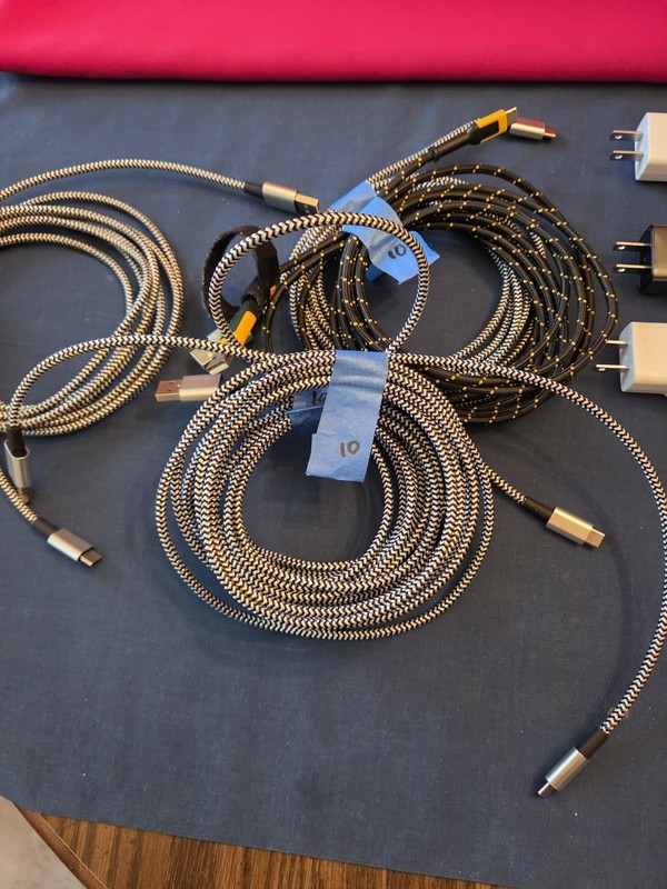 Charging Cable USB A to USB C (5) 10ft (1) 6ft (1) 4ft. 3 Wall & 2 Car Chargers gallery