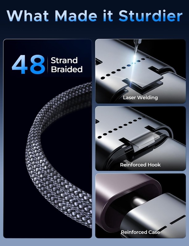 2-Pack Upgraded 3-in-2 USB C Cable for Apple Watch iPhone Fast Charging 4ft gallery