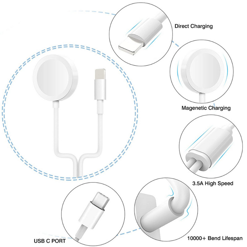2/3 In 1 USB C Magnetic Fast Charger Cable Cord For iPhone iWatch 7/6/5/4/3/2/1 gallery
