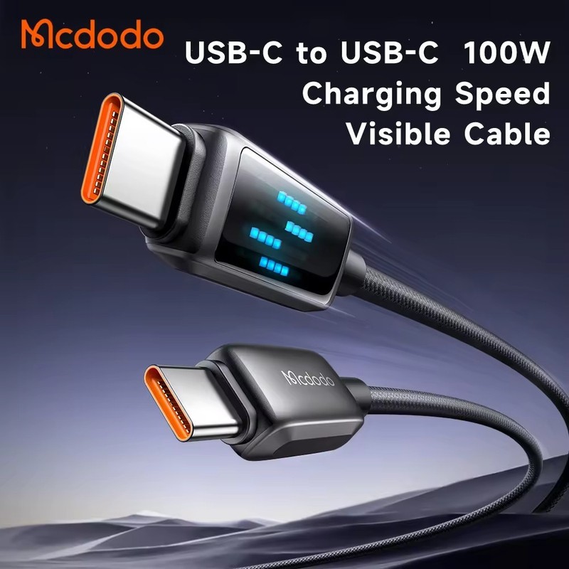 Mcdodo 100W Type C With LED Smart Display Charging Speed Braiding PD Data Cable gallery