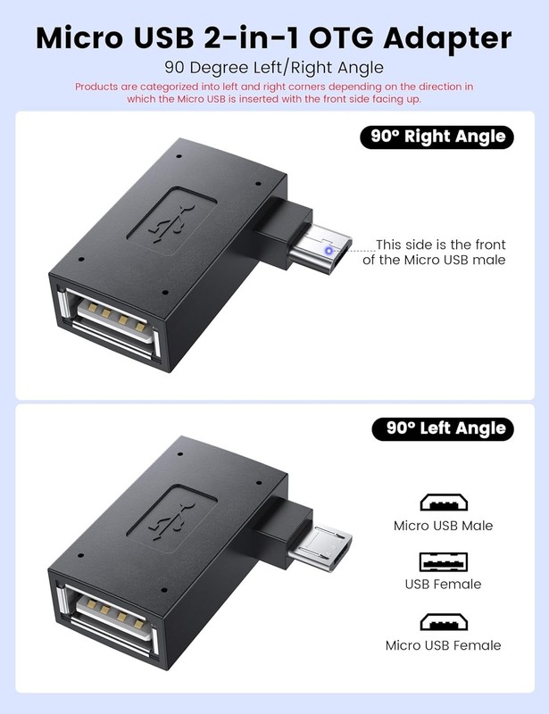 2-Pack Micro USB OTG Adapter for Fire TV Stick - Left and Right Angle Design gallery