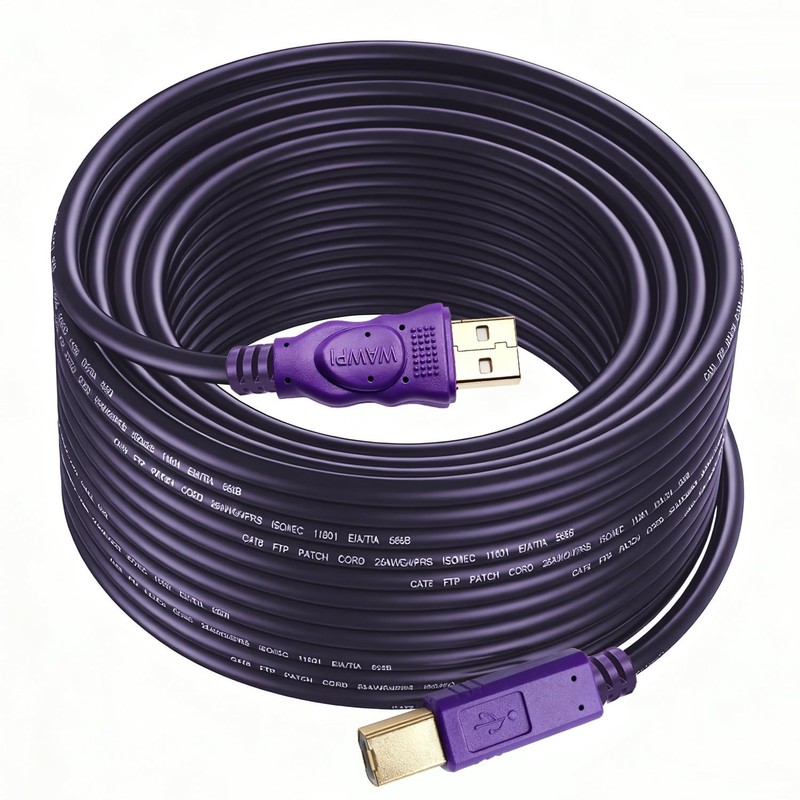 30 Ft Printer Cable USB 2.0 A Male To B Male Scanner Cord High Speed Sync