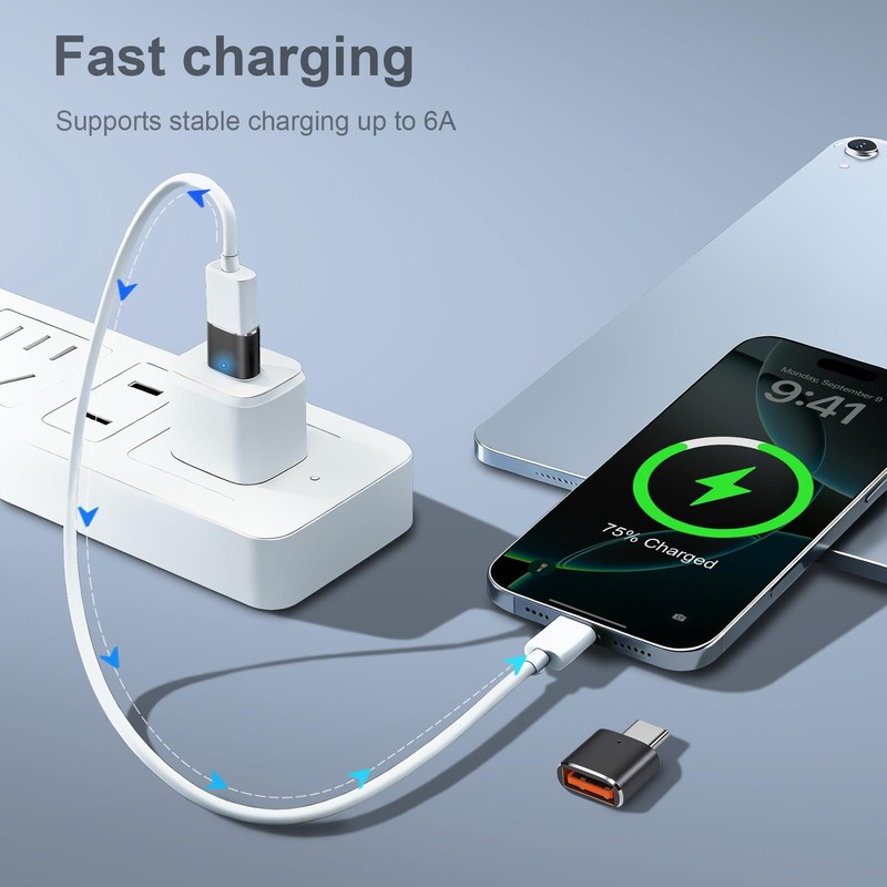 QiweDour 6 Pack USB C to Adapter, C Male 3.0 Female OTG BLACK gallery