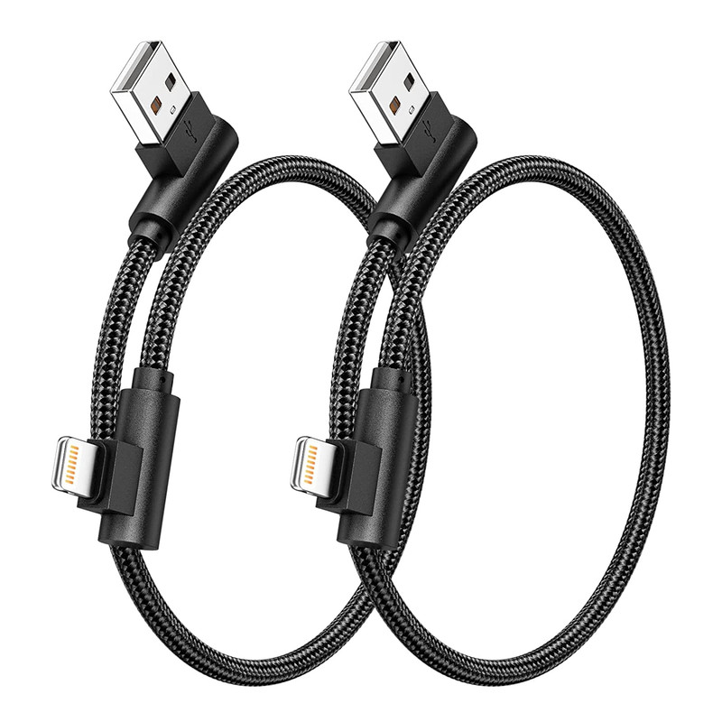 Iphone Charger 1Ft 90 Degree 2 Pack Mfi Certified Elbow Short Lightning Cable