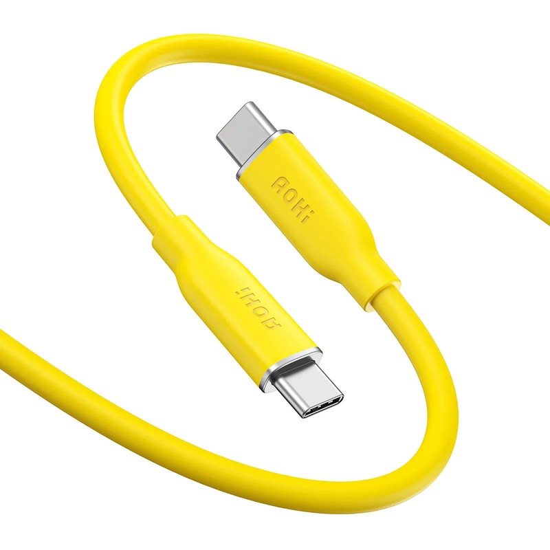 AOHI 140W USB-C to USB-C Cable 3.3ft PD 3.1 Fast Charge Silicone Yellow