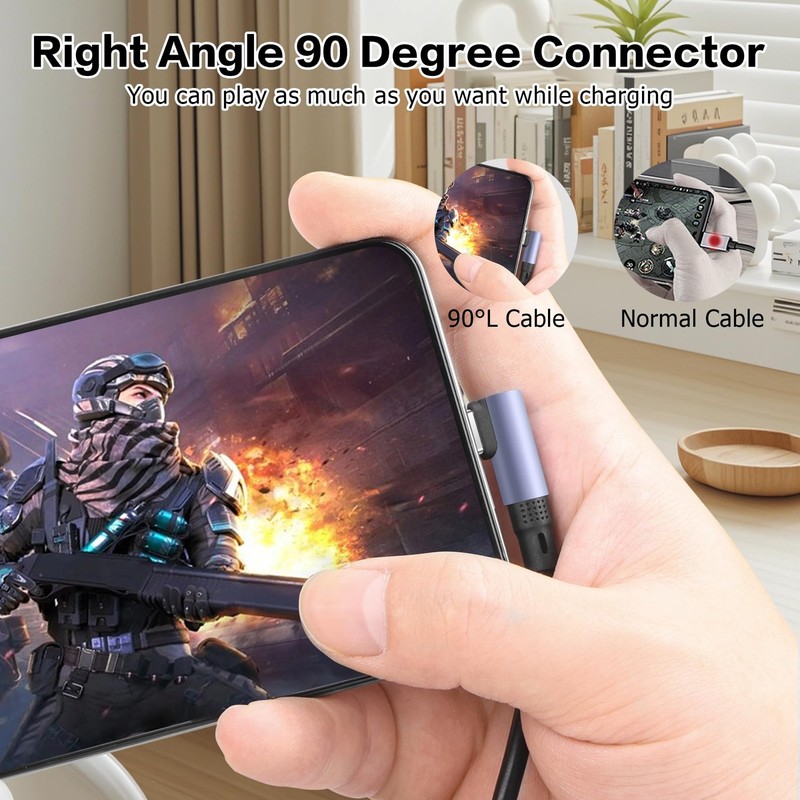 90 Degree Coiled USB C To USB C Cable 65W 1M 3.2FT Retractable Type C Cord gallery