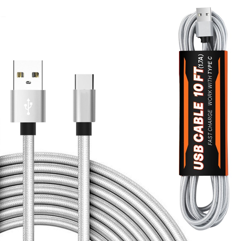 Reiko 1.7A 10FT USB Cable For TYPE-C In Silver gallery