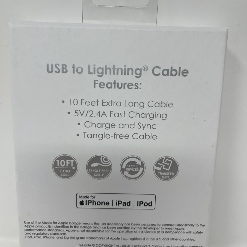 USB To Apple Ports Cable 10 Feet, Gold Fast Charging For iPhone, iPad, iPod New gallery