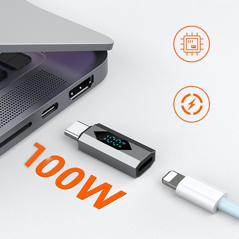 100W USB C Adapters Type C to USB C Adapters Type C LED Display Adapters OTG gallery