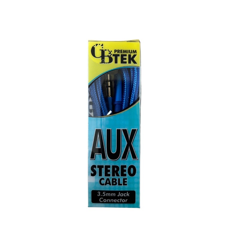 CBTEK AUX Stereo Cable 3.5mm Jack Connector, Fast Charge, Nylon Braided, Blue