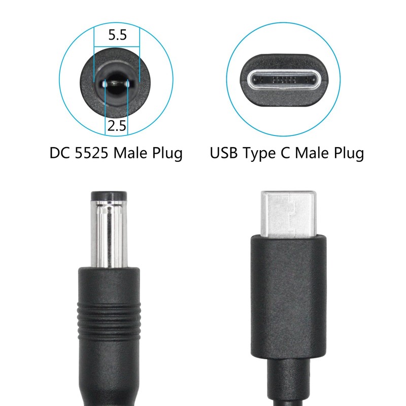 Short DC 5.5mm x 2.5mm to USB Power Cord 6inch, DC 5525 to USB Plug 5V 5A Pow... gallery
