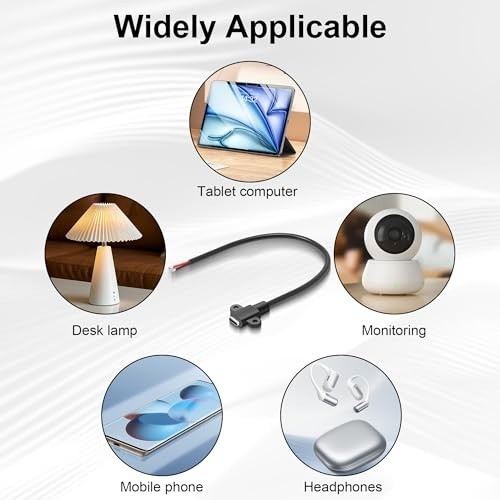 USB C Female 2 Pin Bare Wire Power Cable 5V/3A DIY Charger Extension 25CM gallery