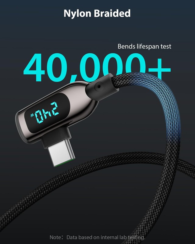 240W Right Angle USB C to USB C Cable [4ft/2Pack],Nylon Braided Type C Fast C... gallery