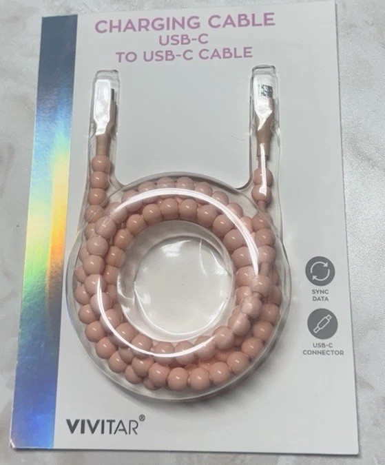 VIVITAR 3 foot Charging Cable USBC to USBC Peach
