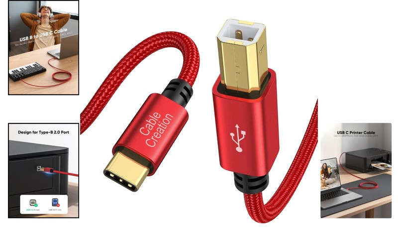 Compatible USB C to USB B 2.0 Cable for Mac, Yamaha, DJ Controllers gallery