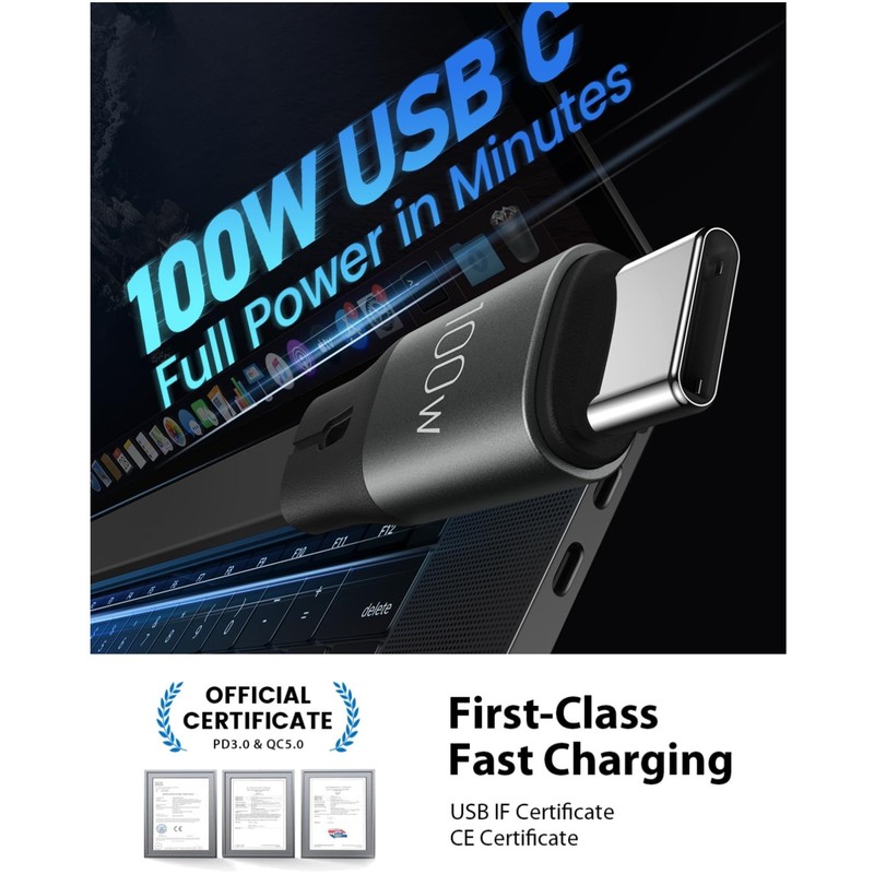 100W 6-in-1 Multi Charging Cable, Fast Charger Cord 3.6ft