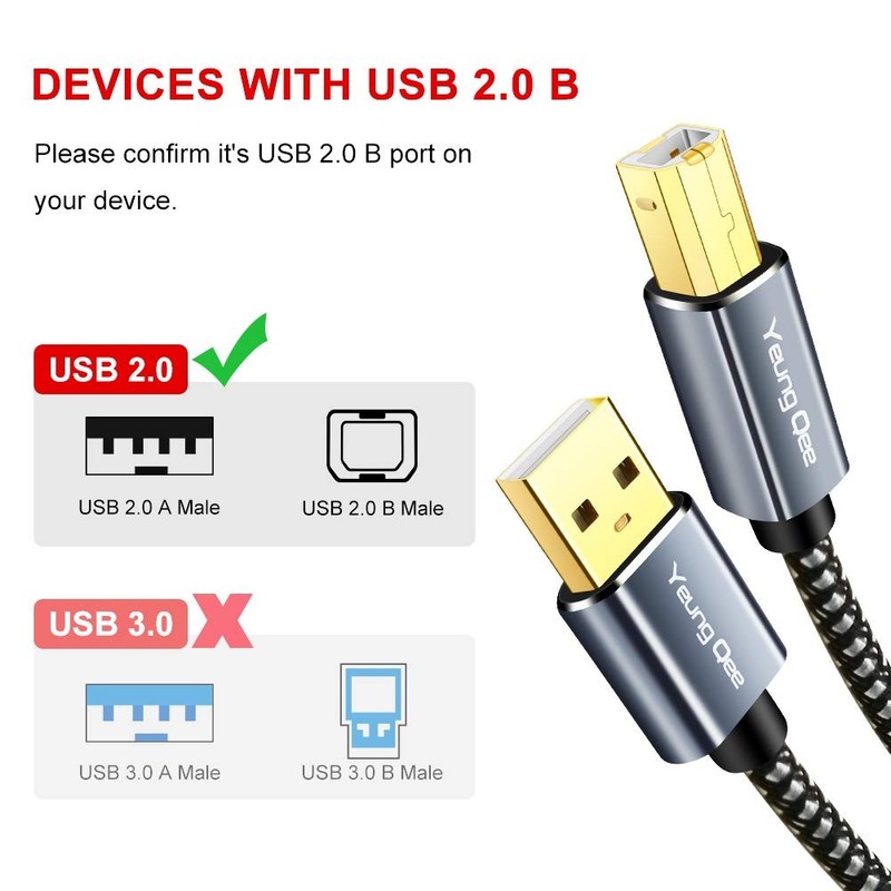 Printer Cable 25 ft,USB Printer Cable High Speed USB 2.0 A Male to Type B Male gallery