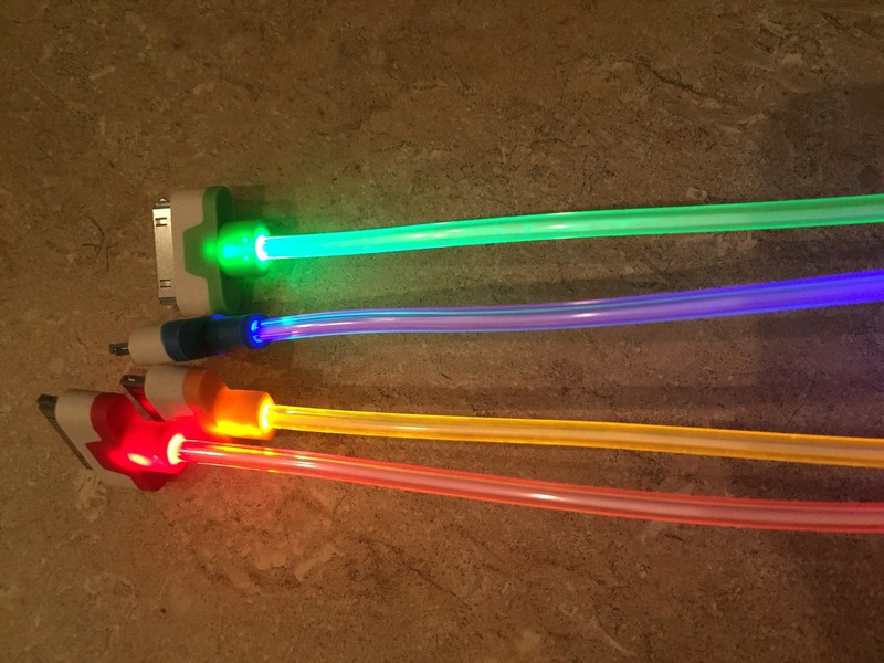 MINI SHORT GLOW light-up LED Data Sync Cable charger FOR 3.0 dual pin/micro USB gallery