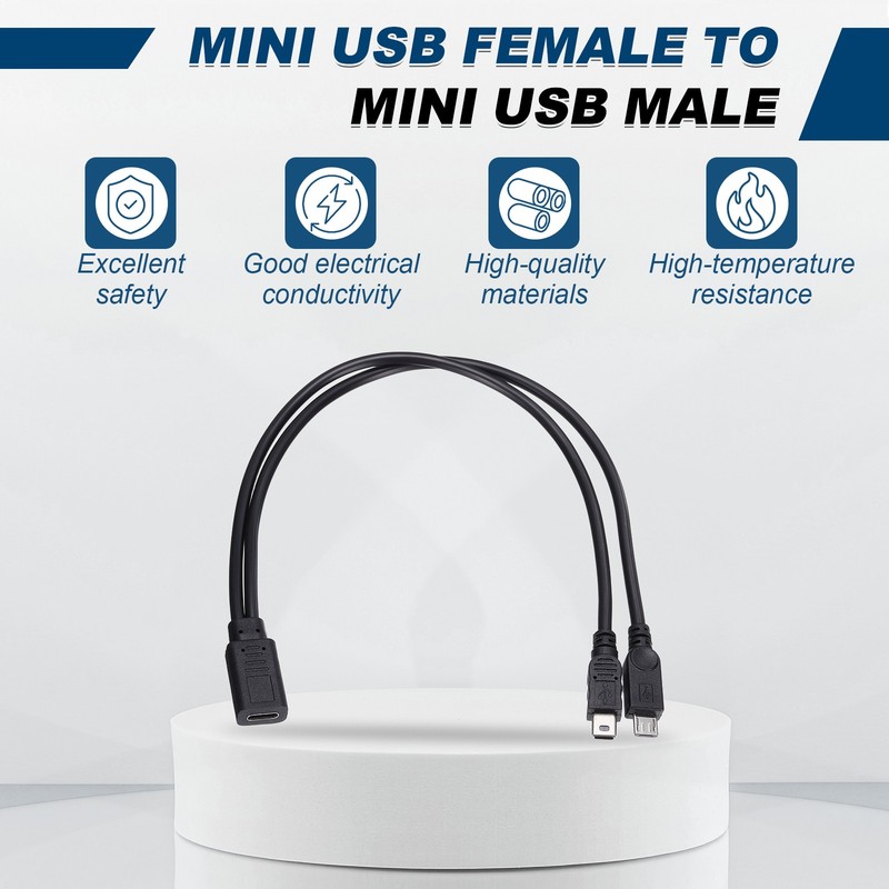 2Pcs Type C Female to Micro USB and Mini USB Male 2 in 1 Splitter 11.8" gallery