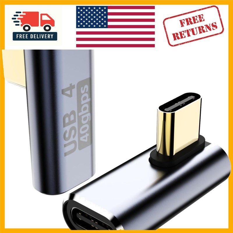 USB C Adapter [2-Pack], PD 240W USB C 90 Degree Adapter, USB Type C Right Angle