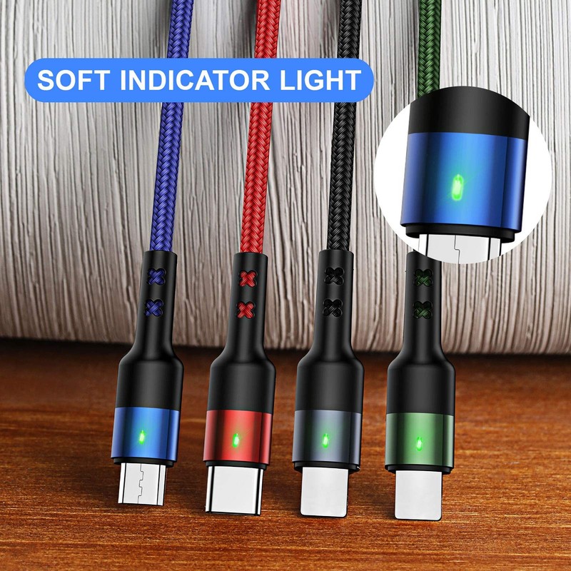 Multi Charging Cable 2Pack 4FT 4 in 1 Nylon Braided USB Fast Charging Cord Ad... gallery