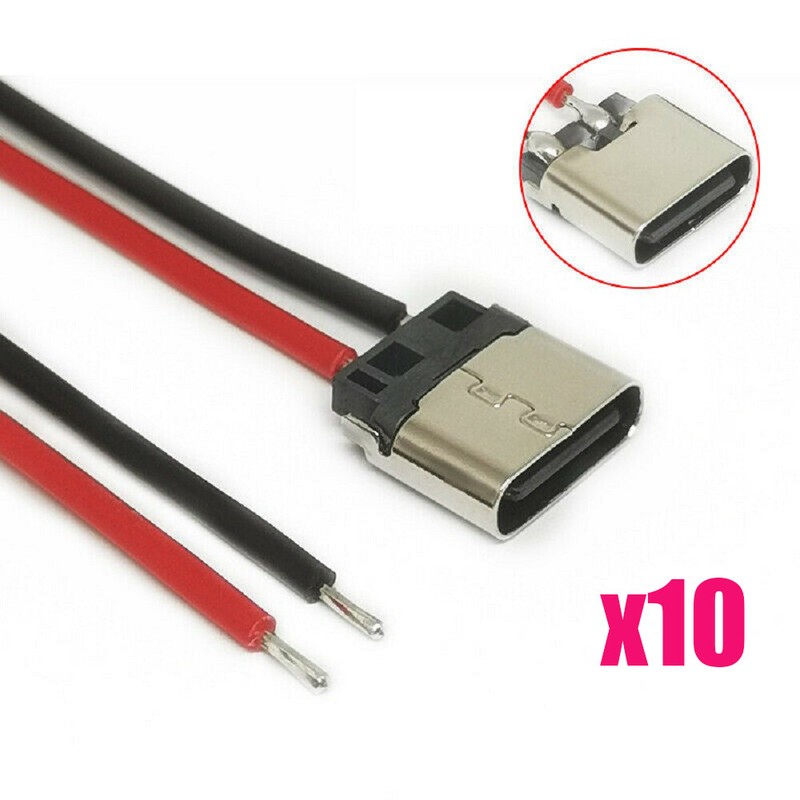 10PCS USB Type-C 2Pin Welding Wire Female Connector Cable / 16pin Female Ports