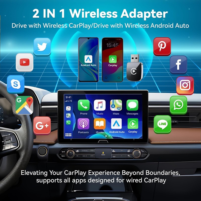 Mini Wireless CarPlay Adapter for iPhone,2 in 1 for Apple Carplay and Android... gallery