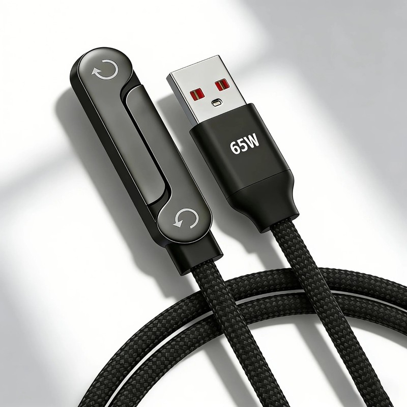 240W USB-C Elbow Fast Charging Cable Foldable Stand PD Data Sync Nylon Cable gallery