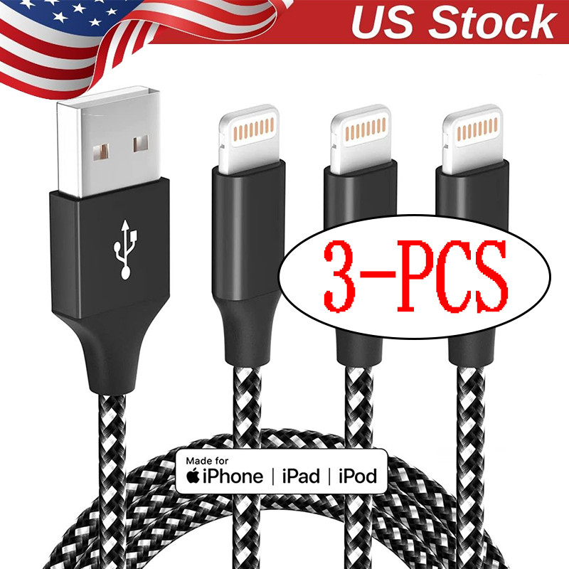 3-Pack Fast Charger USB Cable Braided Cord For iPhone 6 7 8 11 12 13 14 Pro Max