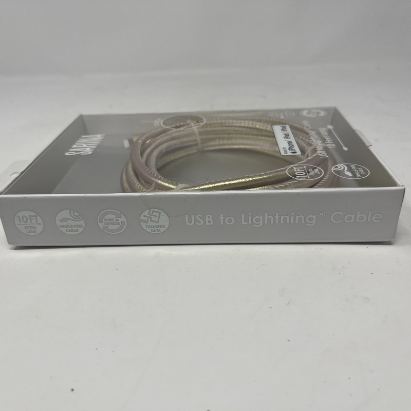 USB To Apple Ports Cable 10 Feet, Gold Fast Charging For iPhone, iPad, iPod New gallery