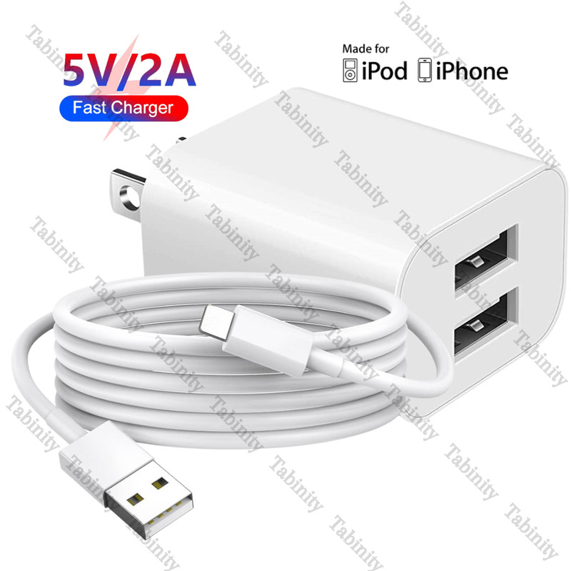 For iPhone 14 13 12 11 8 7 6 Dual Port USB Fast Charger Block Power Adapter Cube