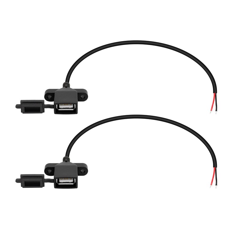 2Pcs USB Female Plug 2pin 22AWG Bare Wire, Power Data Cable With Dust Cap DIY…