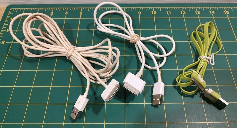 Lot Of 3 USB Data Sync Cable Cord Chargers for iPhone, iPod Nano - 30 Pin To USB