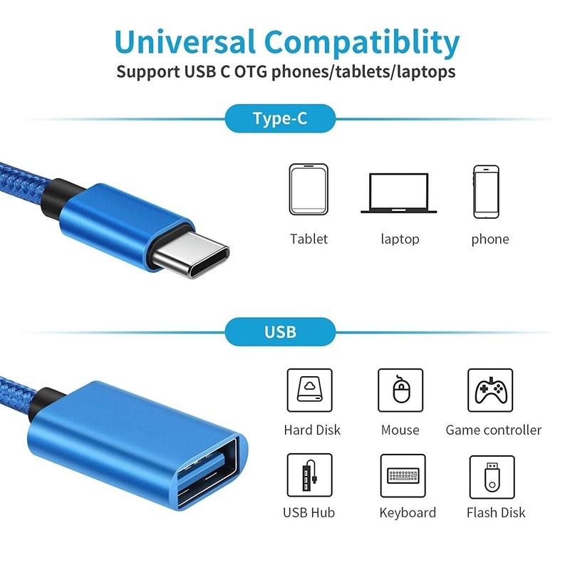 USB-C Type C Male to USB 3.0 Type A Female OTG Adapter Converter Cable Cord gallery