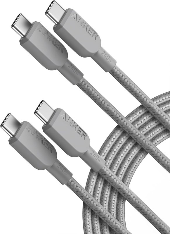 Anker USB C to C Cable (2Pack, 10FT),240W Type-C Fast Charging 10ft, Grey