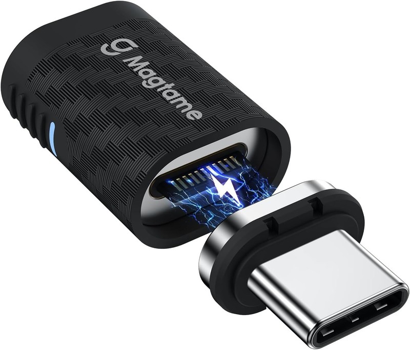 Magnetic USB C Adapter 24Pin 240W Carbon Fiber Plastic 1 Pack, Straight Type-... gallery