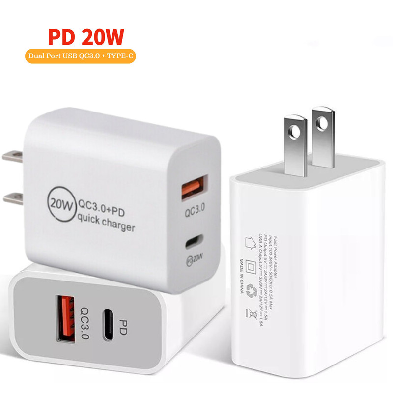 3Pack 20W PD Type C Adapter Cable USB C Fast Wall Charger For iPhone 14/13/12/11