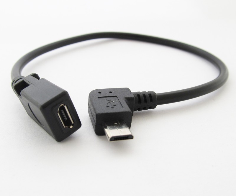 4pcs 1ft/30cm Micro 5pin USB Male To Female Right Angle data and charge Cable gallery