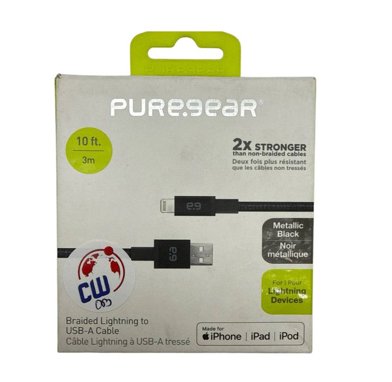 PureGear Charging Braided Cable Charge Sync for Apple iPhone 12 13 14 iPad Pro