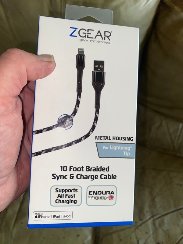 Z Gear Metal Housing. 10 Foot Braided Sync & Charge Cable, IPhone, IPad, IPod
