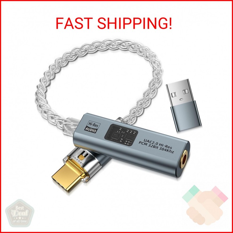 USB C to 3.5mm Audio Adapter Equipped with Dual DAC Chip CX31993&MAX97220, Audio