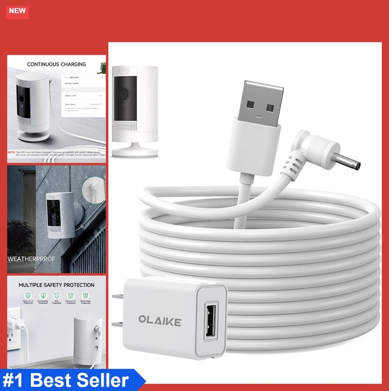 Charge Cable 16ft Weatherproof DC Adapter for Stick Up Cam Battery Camera