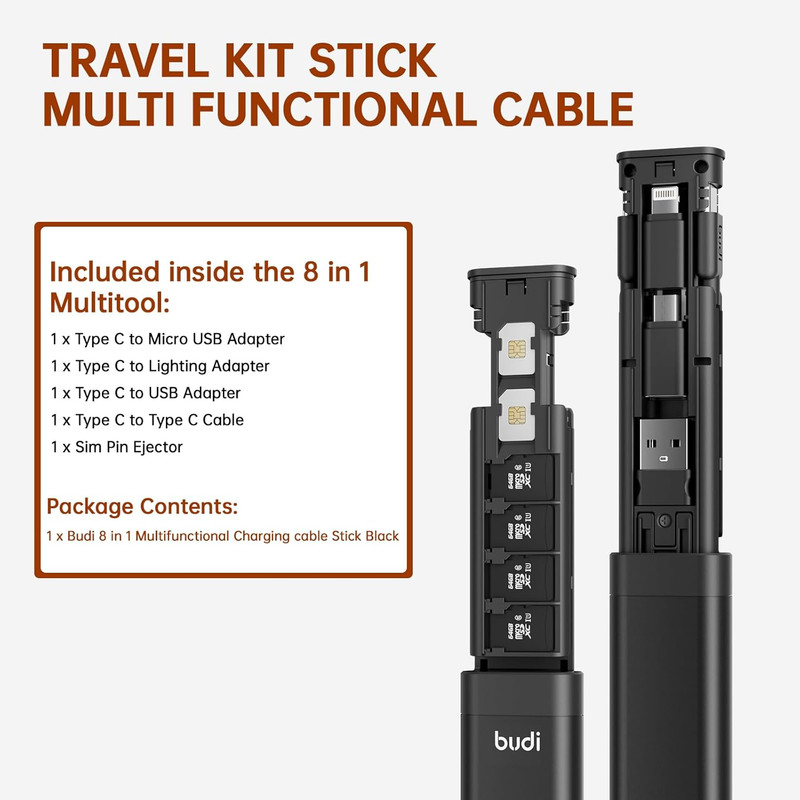 USB Adapter Kit，Multifunctional Compact Cable Card, Travel Portable Aluminum Sto gallery