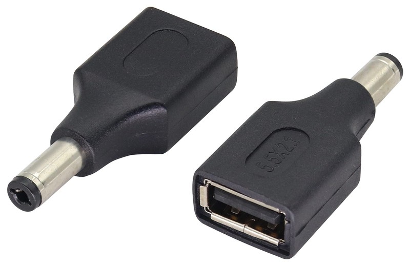 Power Converter Adapter 5V USB 2.0 A Female to DC5.5×2.1 mm Male 2 Pack