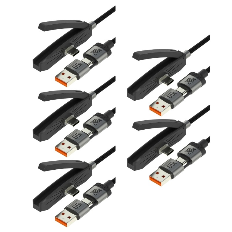 Fast Speed 240W USB C Charging Cable Built in Holder Braided Cord 1.8m Length gallery