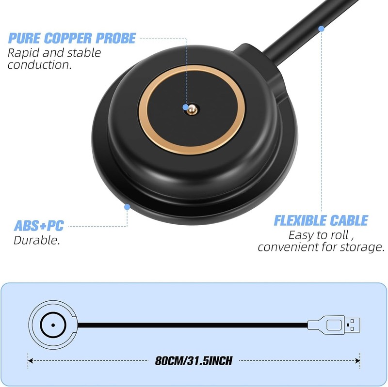 Fast Charging 2-Pack Magnetic Cable Set with Smart LED for Olight Flashlights gallery
