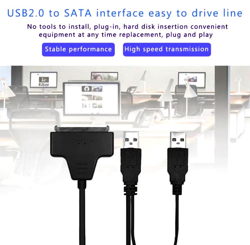 SATA to USB 2.0 Adapter Cable for 2.5" Hard Drive HDD Laptop Data Recovery Power gallery
