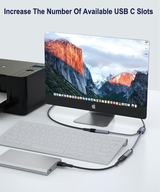 USB-C Female Splitter Adapter - Connect Two Devices with USB-A Compatibility gallery