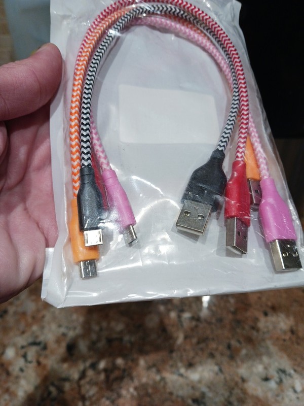 OKRAY 4pc. Micro USB Charging Cables Short Colorful Nylon Braided For Samsung. gallery